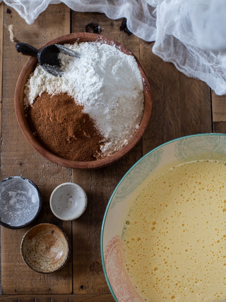 Second moment: adding the dry ingredients.