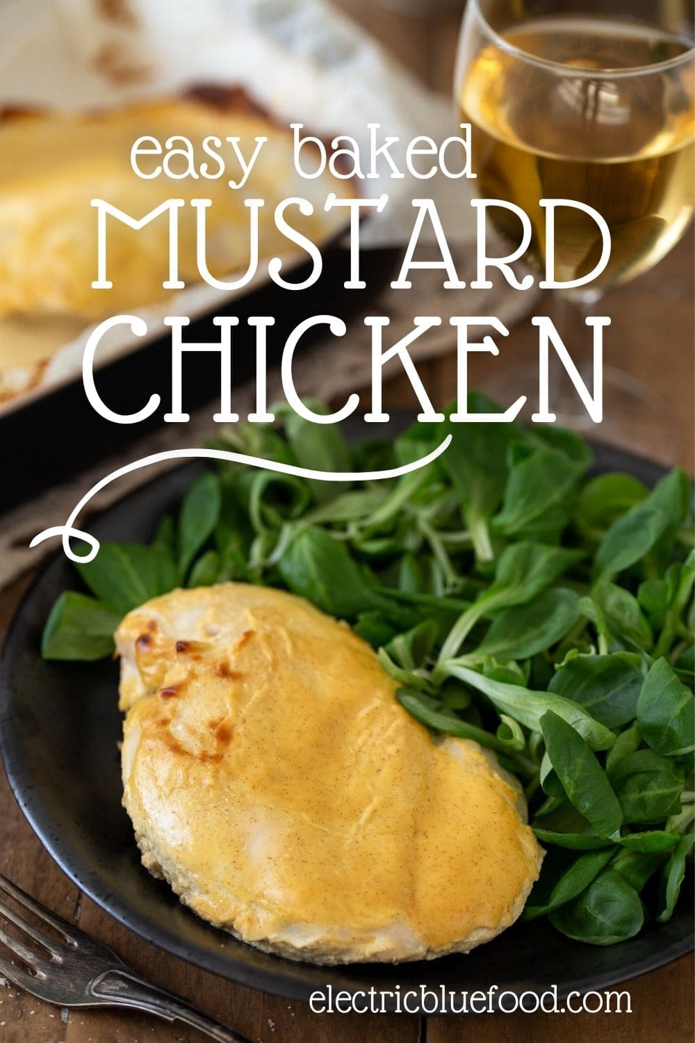 Baked chicken breasts with mustard, an easy dish that requires very little preparation and lands you a healthy simple dinner in just over a half hour.