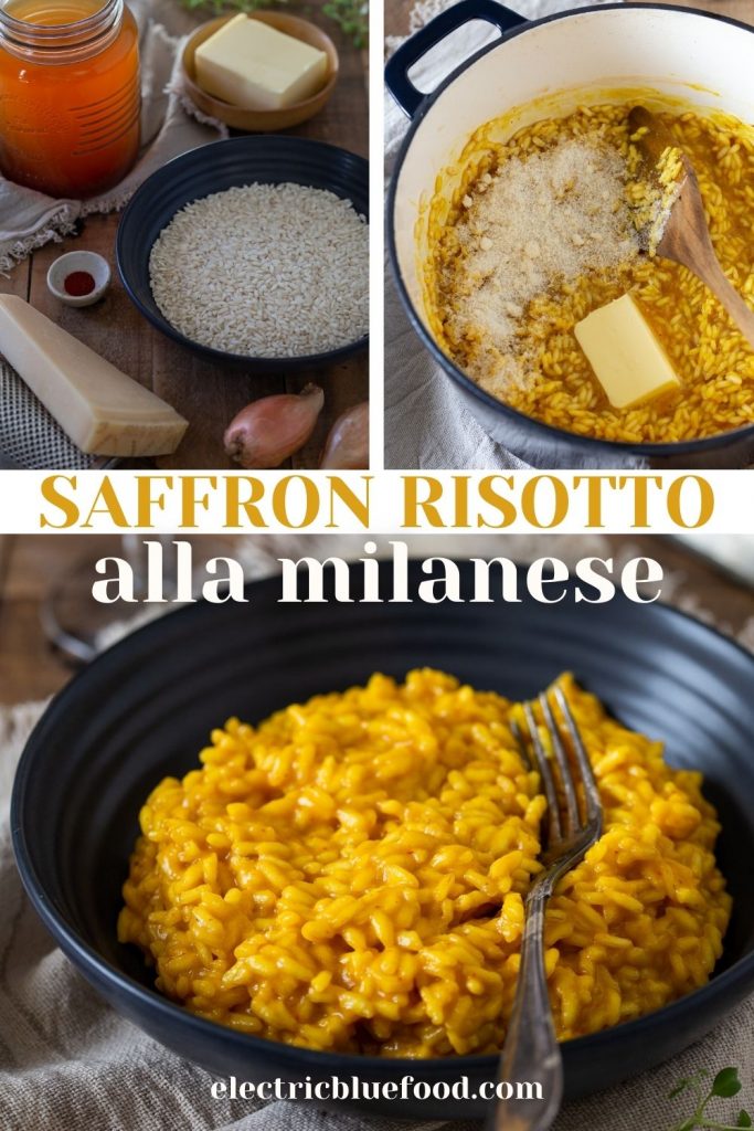Authentic saffron risotto alla milanese with saffron, parmesan and beef broth. A traditional recipe from northern Italy for a flavourful main course or side.