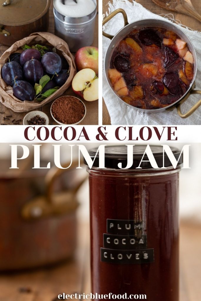 A spiced plum jam with cocoa and cloves. Perfect as tart filling, to spread on toast or to serve with cheese. Its subtle spiced notes make it perfect for the fall and winter.
