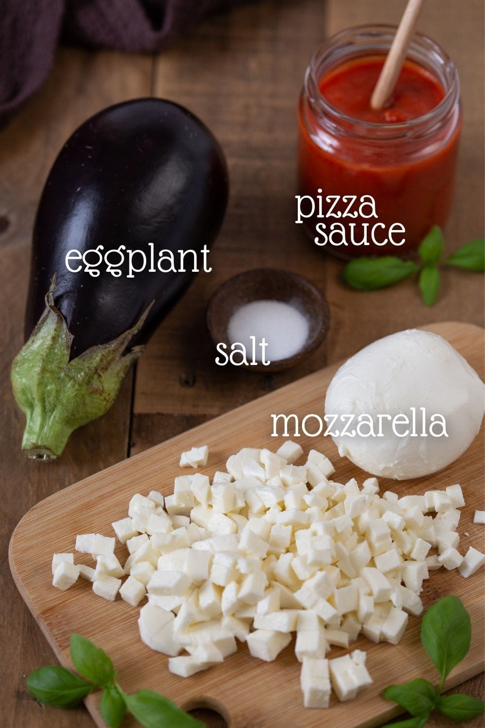 Eggplant pizzette ingredients.
