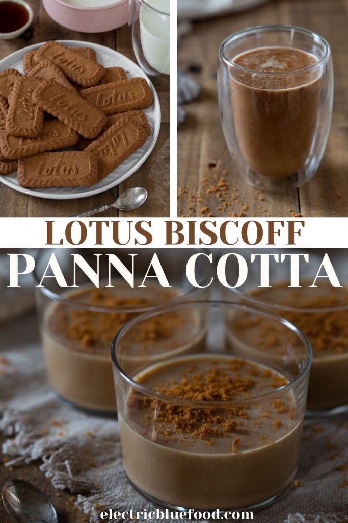 Biscoff panna cotta made with Lotus Biscoff cookies. The cookies are dissolved in the milk to give this panna cotta its unique flavour.