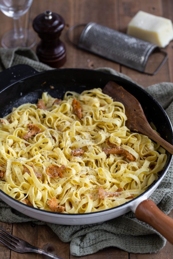 Tagliatelle with Chanterelles and Pecorino • Electric Blue Food
