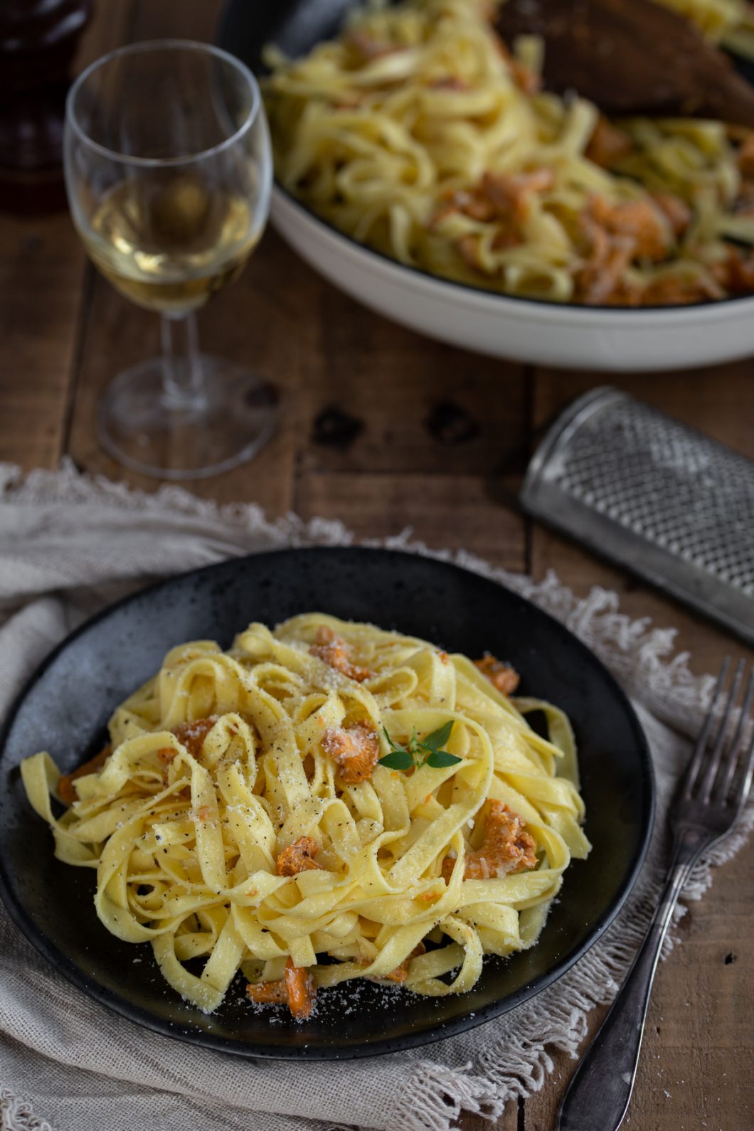 Tagliatelle with Chanterelles and Pecorino • Electric Blue Food