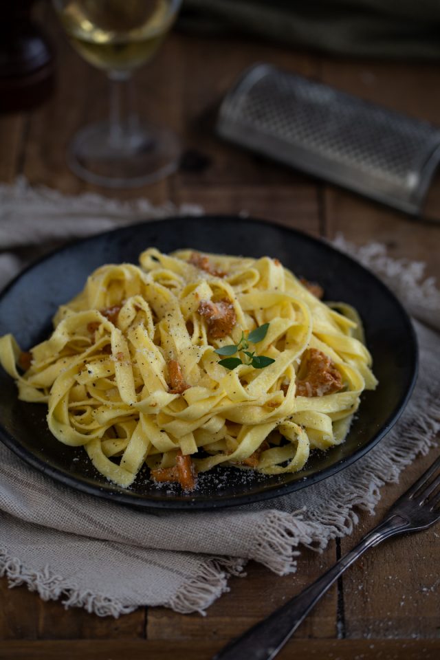 Tagliatelle with Chanterelles and Pecorino • Electric Blue Food