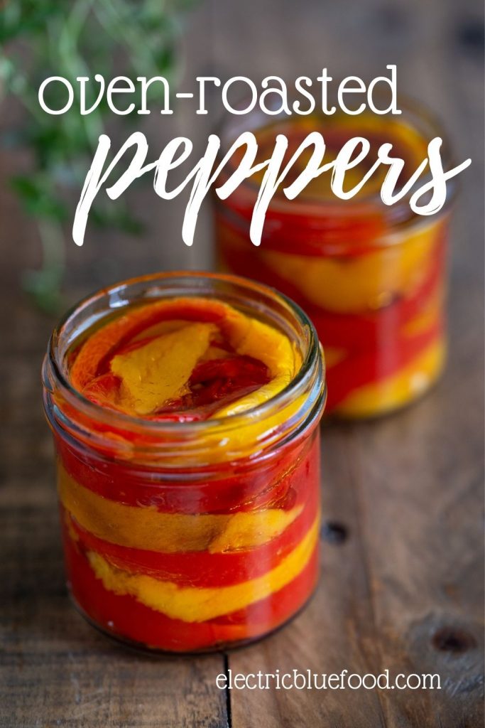 Oven-roasted bell peppers, great both au naturel or with olive oil to serve as side dish or to use as ingredient in salads, pasta, as pizza topping and more.