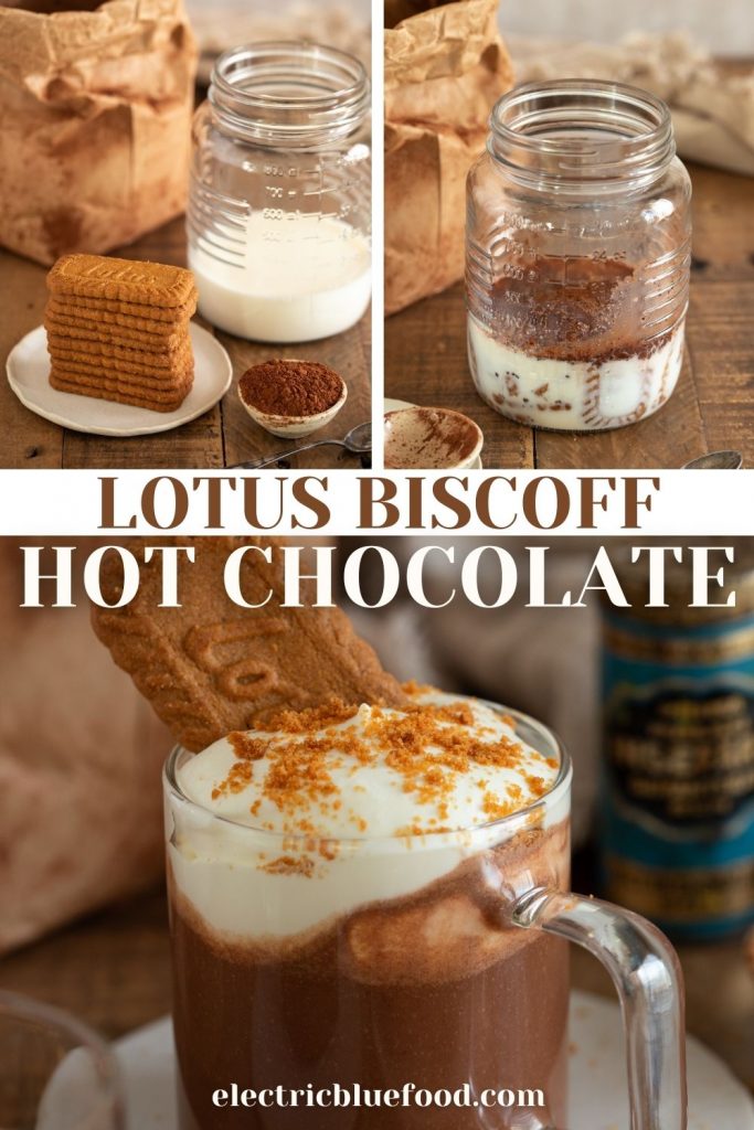 Lotus Biscoff hot chocolate is a hot cocoa powered with melted Biscoff biscuits. This hot drink is thick and sweet and spiced and it's like Biscoff cookies in a liquid and warm form.
