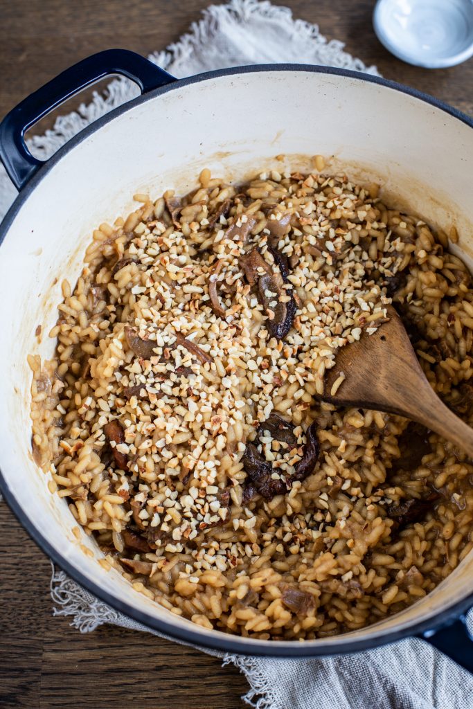 Addition of chopped hazelnuts.