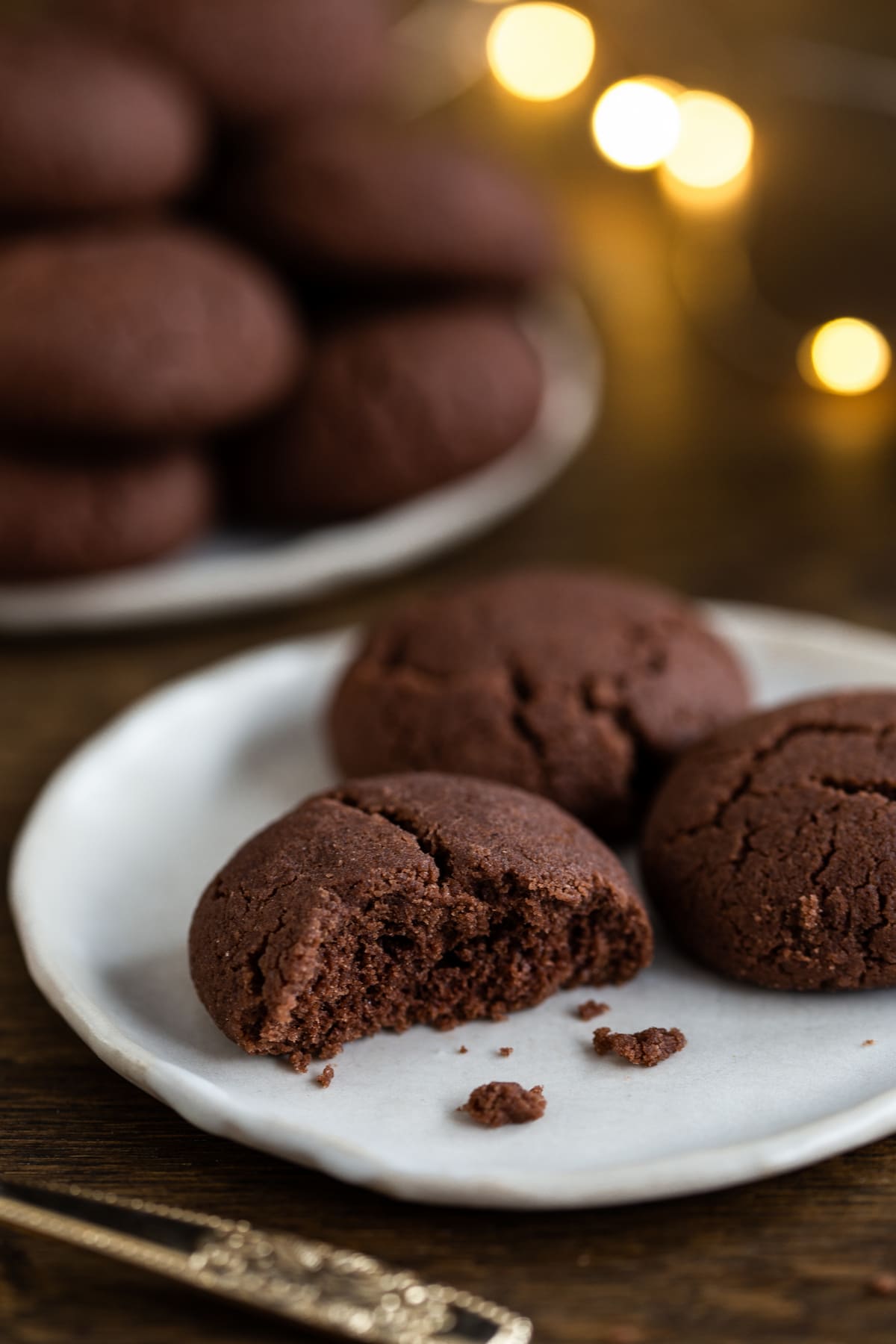 A half cookie showing the crumbly interior.