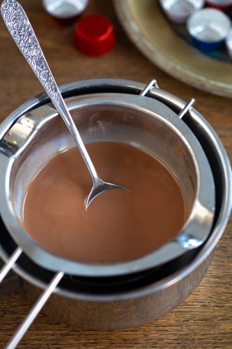 Melting the chocolate over a double boiler.