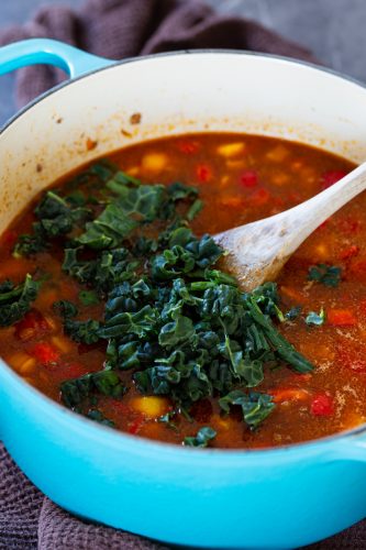 fresh cavolo nero added to the soup.