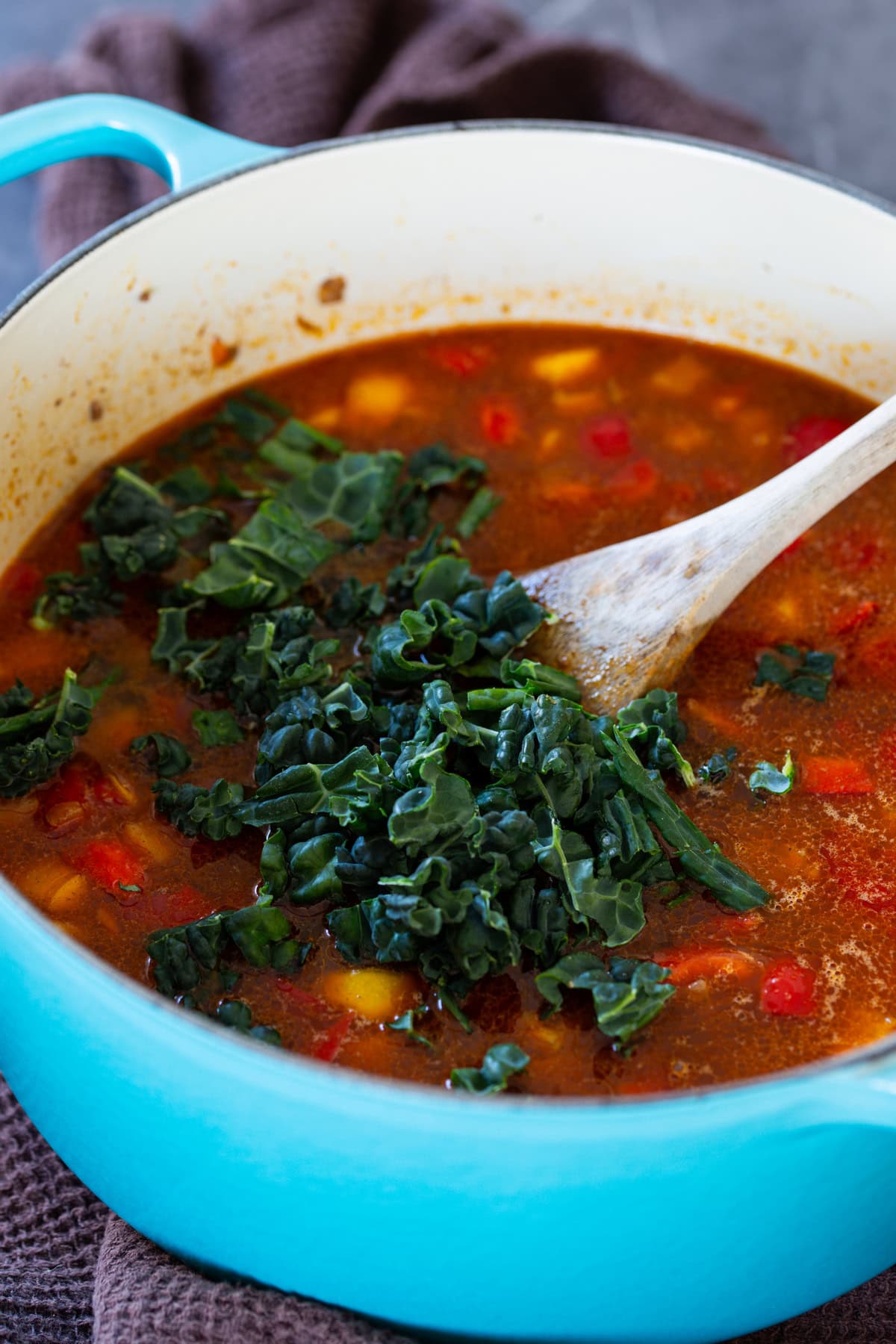fresh cavolo nero added to the soup.
