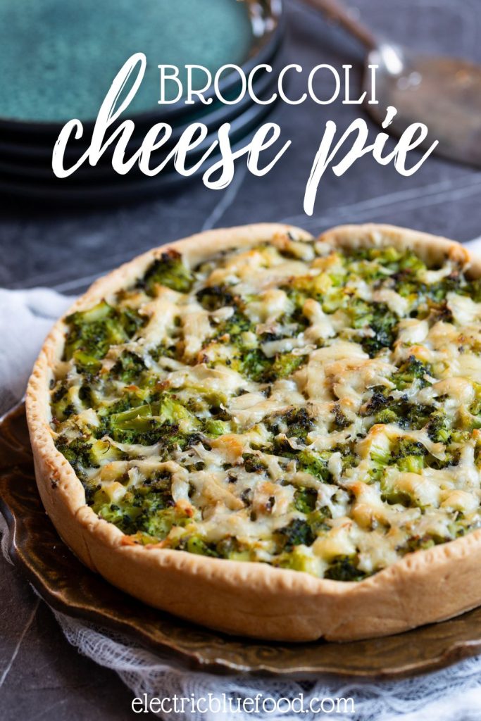 Homemade vegetarian pie with broccoli and cheese.