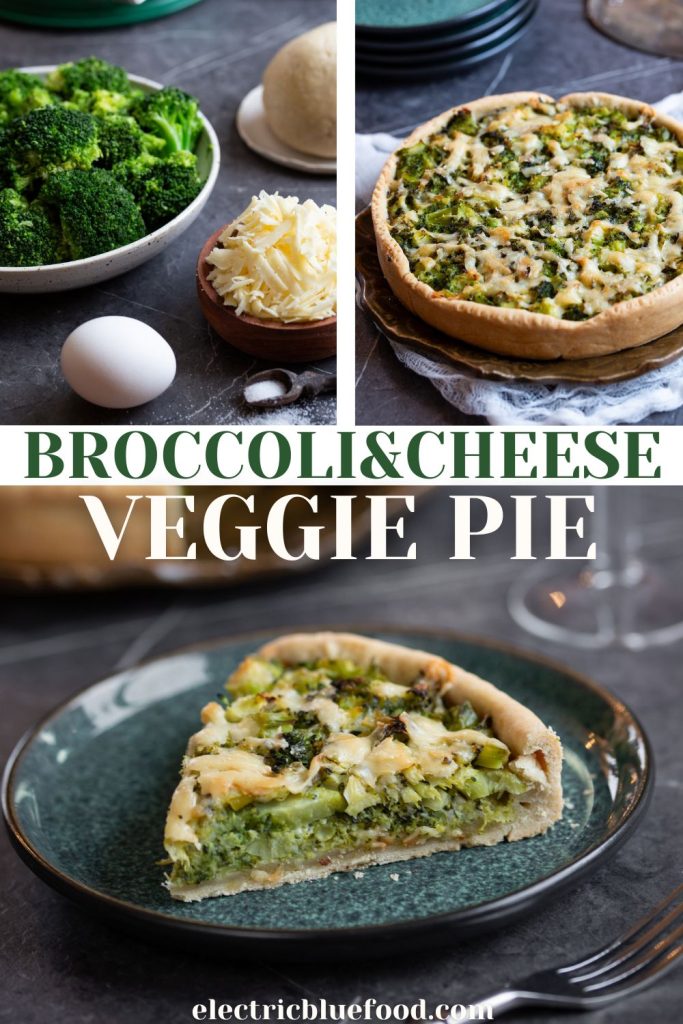 Broccoli and cheese pie on shortcrust.