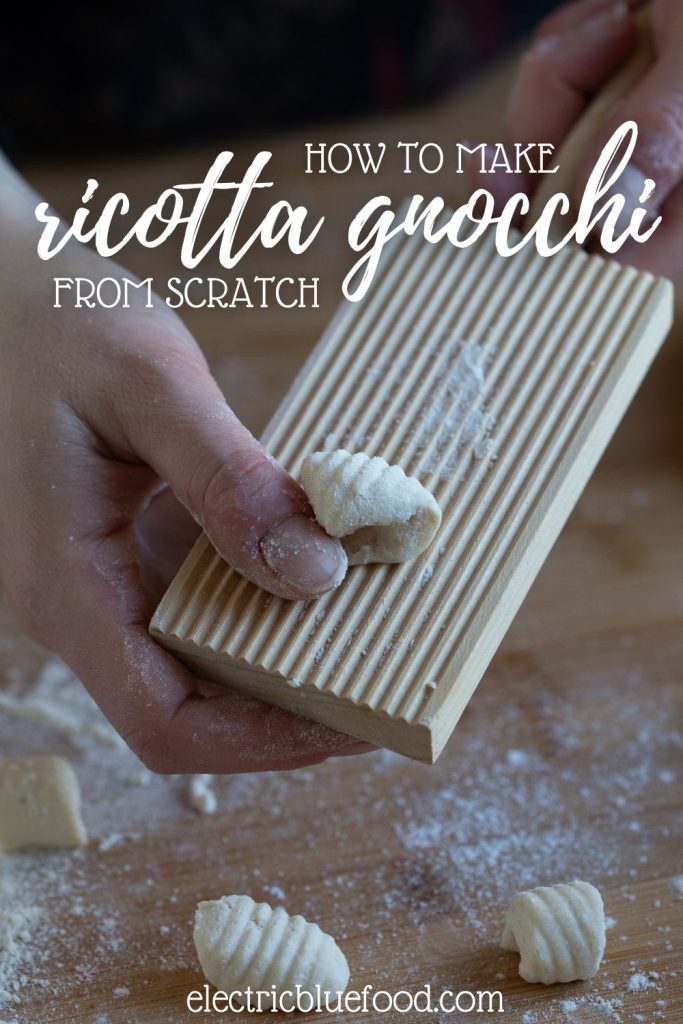 How to make ricotta gnocchi from scratch pin for Pinterest.