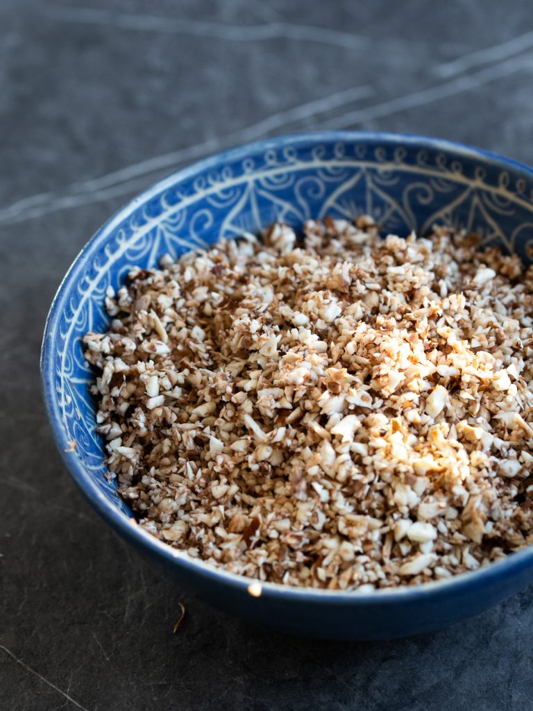 Finely minced button mushrooms.