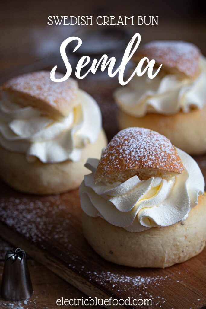 Swedish cream bun semla, traditional sweet for Fat Tuesday.