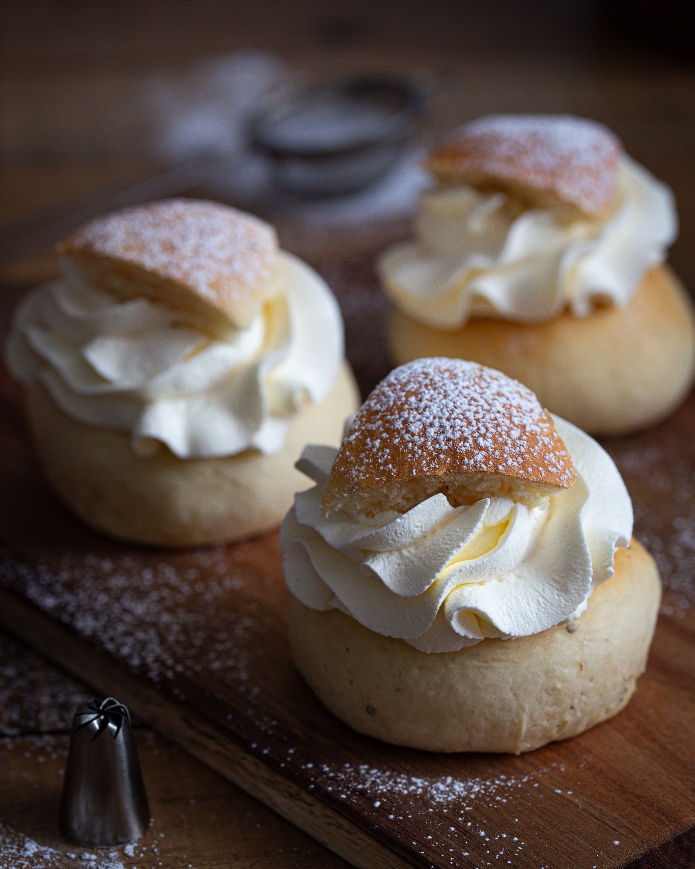 Three semla buns.