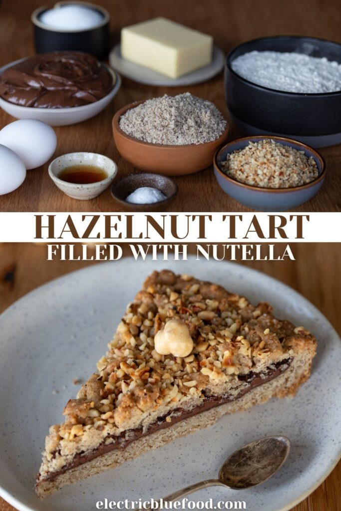 Hazelnut tart with nutella pin.