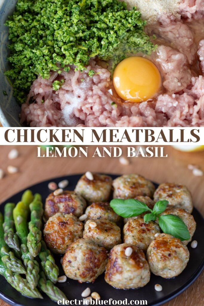 Lemon basil chicken meatballs pin.