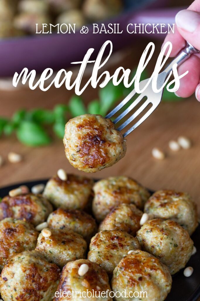 Lemon basil chicken meatballs pin.
