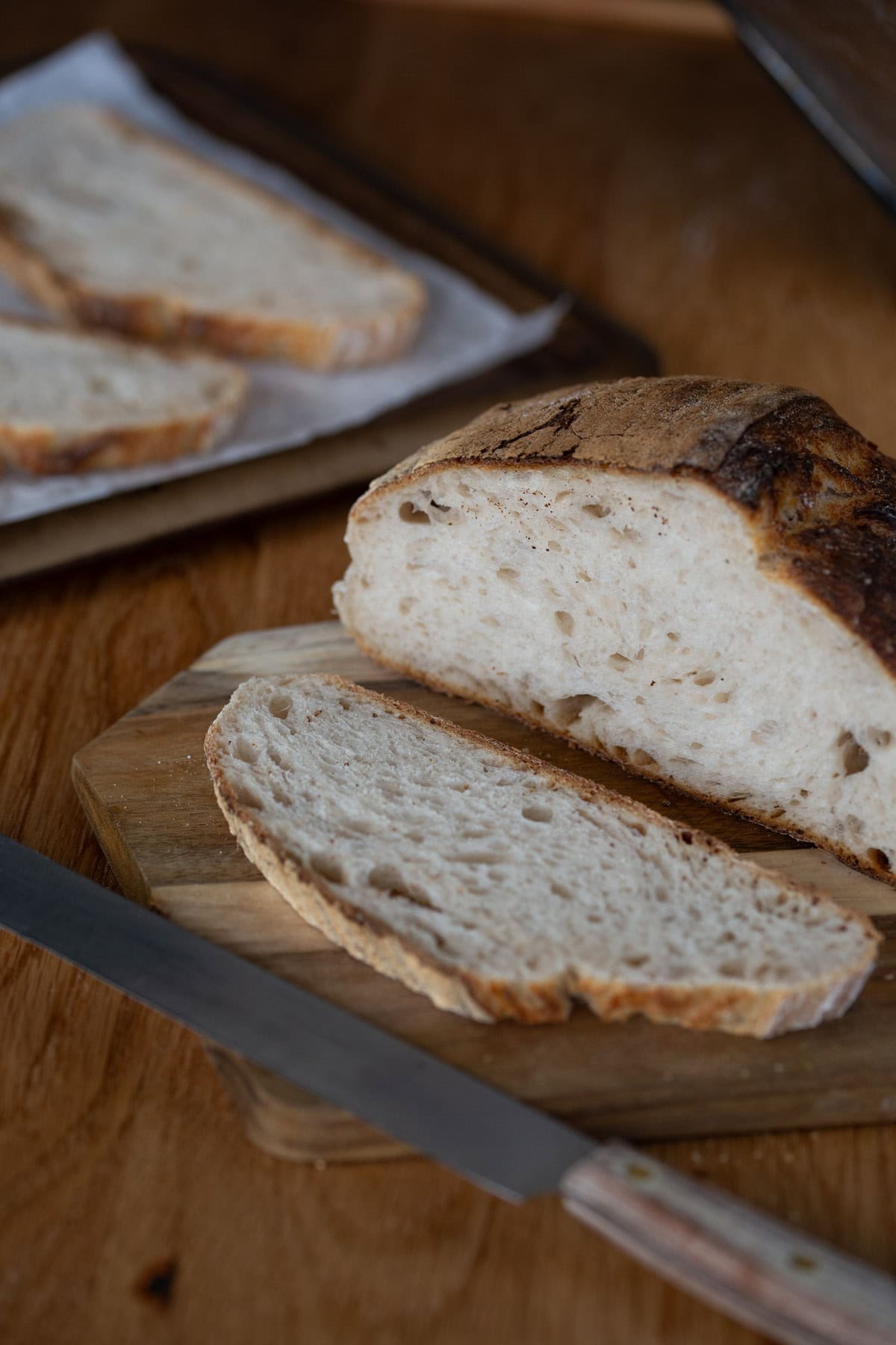Sourdough loaf sliced.