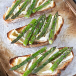 Baked asparagus camembert bruschetta.