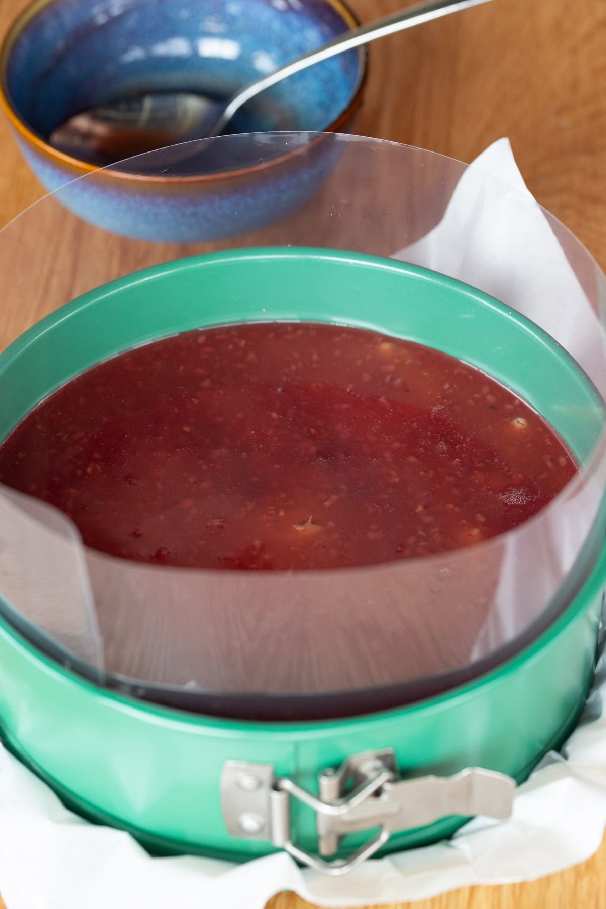 Raspberry jam topping.