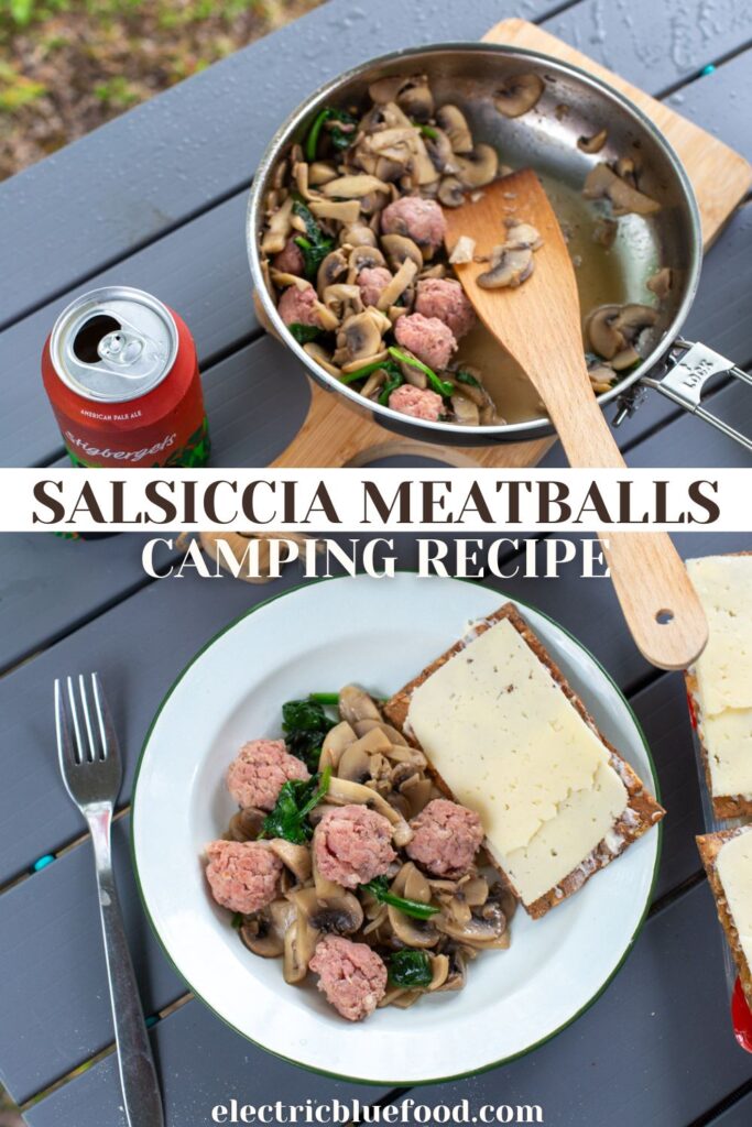 Salsiccia meatballs camping recipe pin.