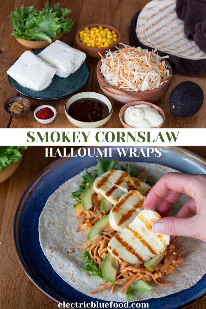 Smokey cornslaw halloumi wraps pin.