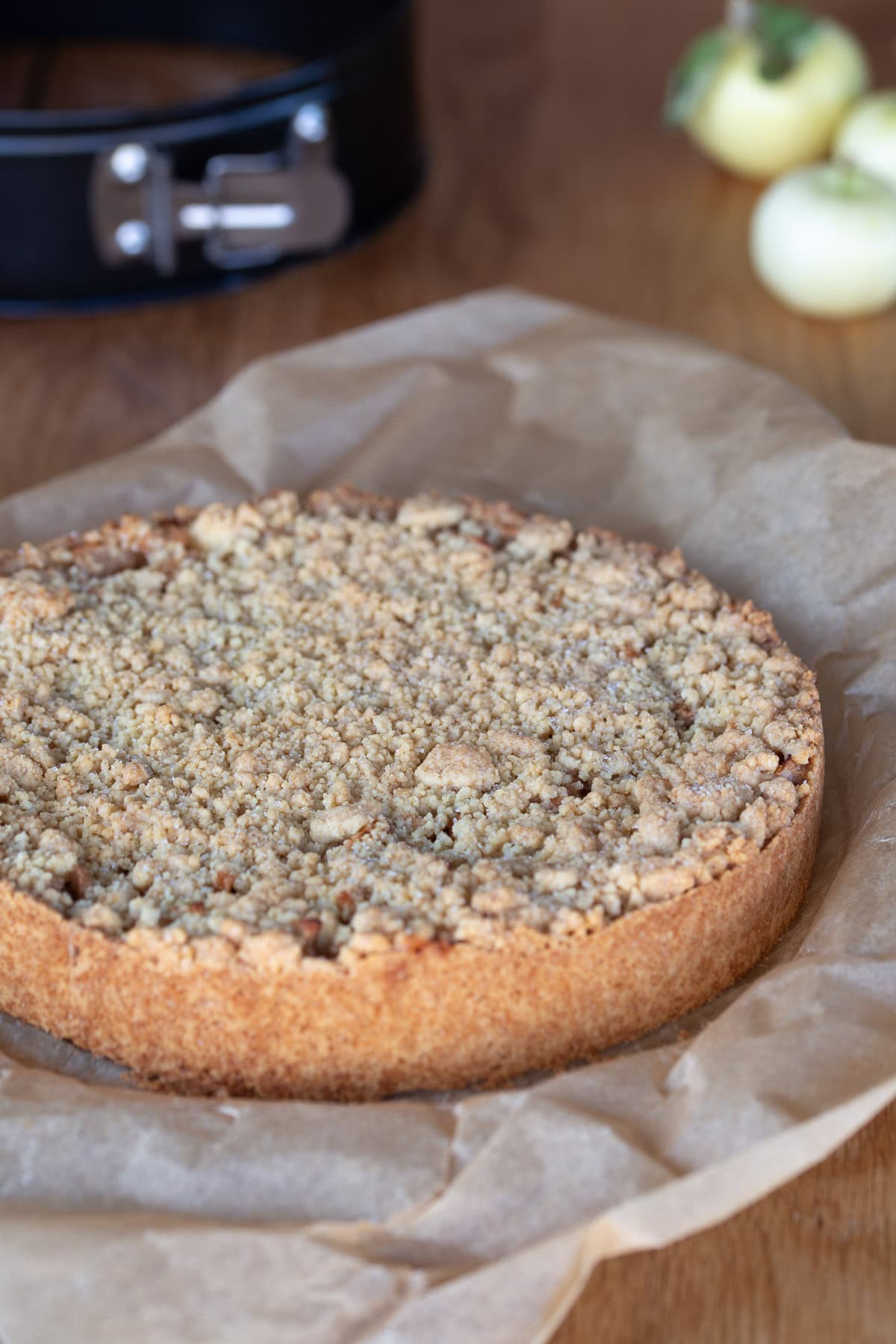 Baked szarlotka, Polish apple pie, resting to cool.